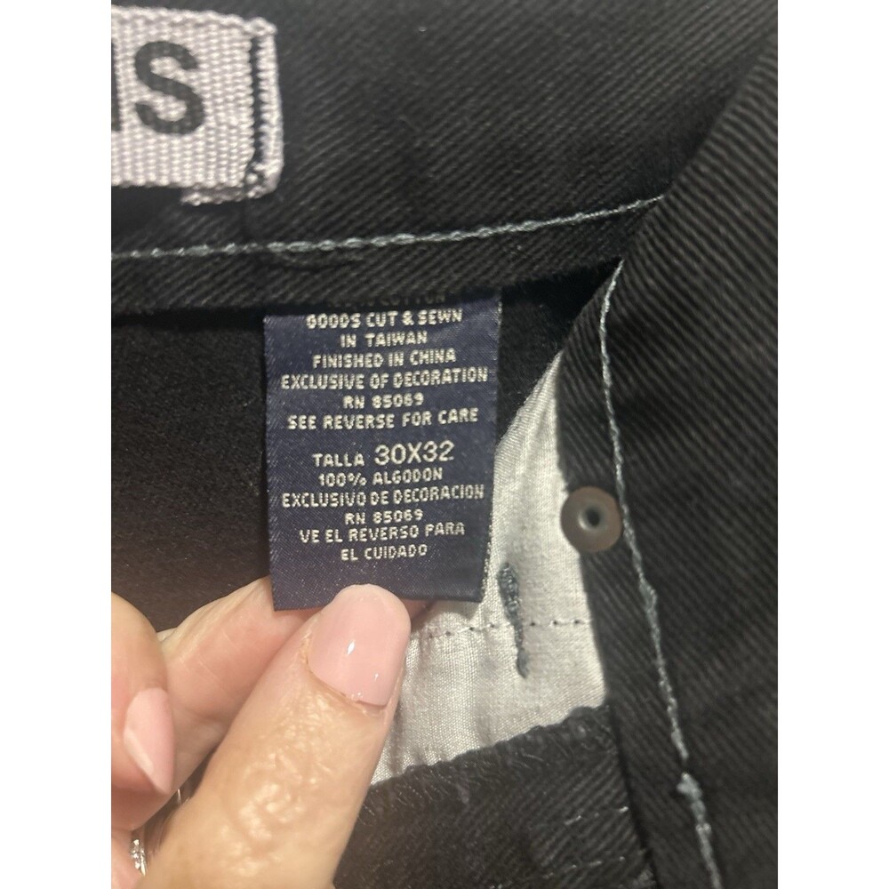Vintage Paco Jeans Mens 30x32 Black Wide Leg Baggy Hip Hop Skate Grunge Y2K - Picture 10 of 11